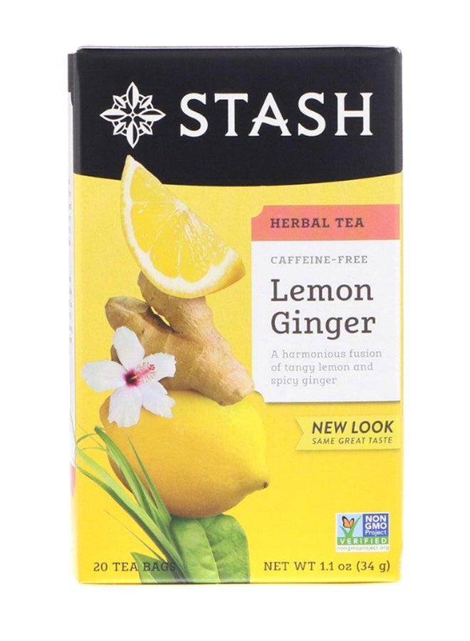 Stash Tea 20 Lemon Ginger Herbal Tea Bags 1.1ounce - Image 1