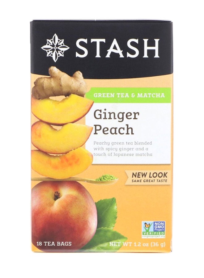 Stash Tea - 18 Ginger Peach Green Tea And Matcha Tea Bags - Image 1