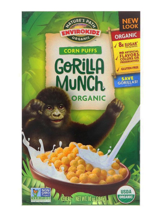 Nature's path Enviro Kidz Organic Corn Puffs Gorilla Munch Cereal 284grams 