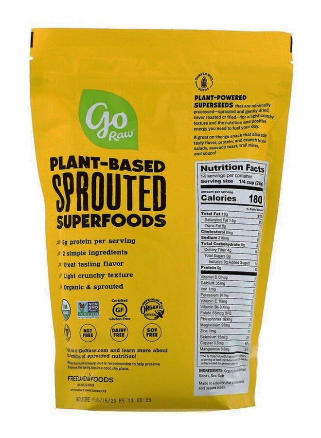 Go Raw Organic Sprouted Sea Salt Sunflower Seed 397grams - Image 2
