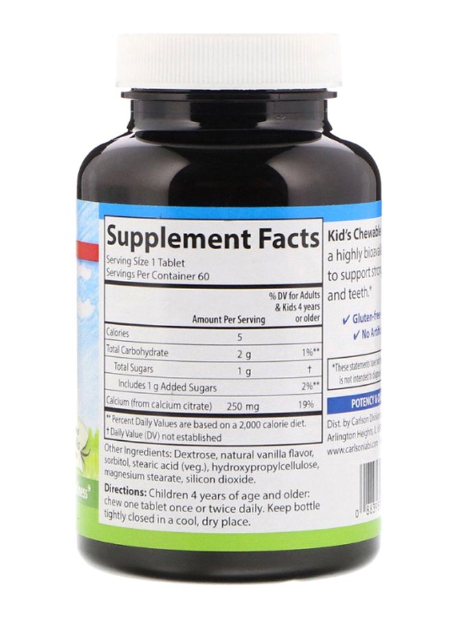 Carlson Labs Natural Vanilla Chewable Calcium - 60 Tablets  - Image 2