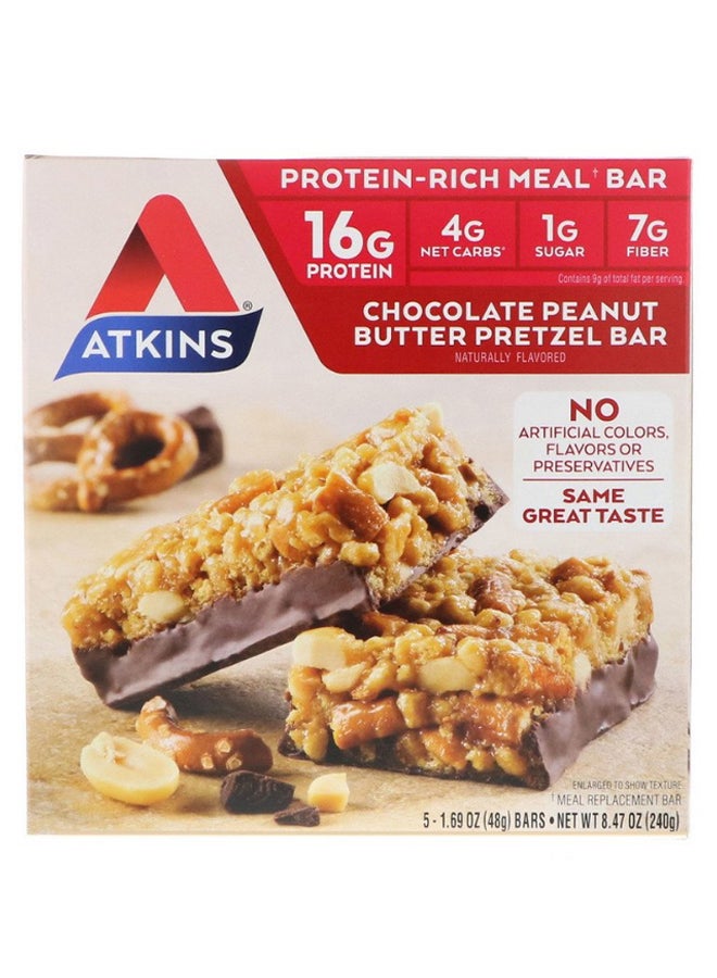 Atkins Pack Of 5 Chocolate Peanut Butter Pretzel Bars 