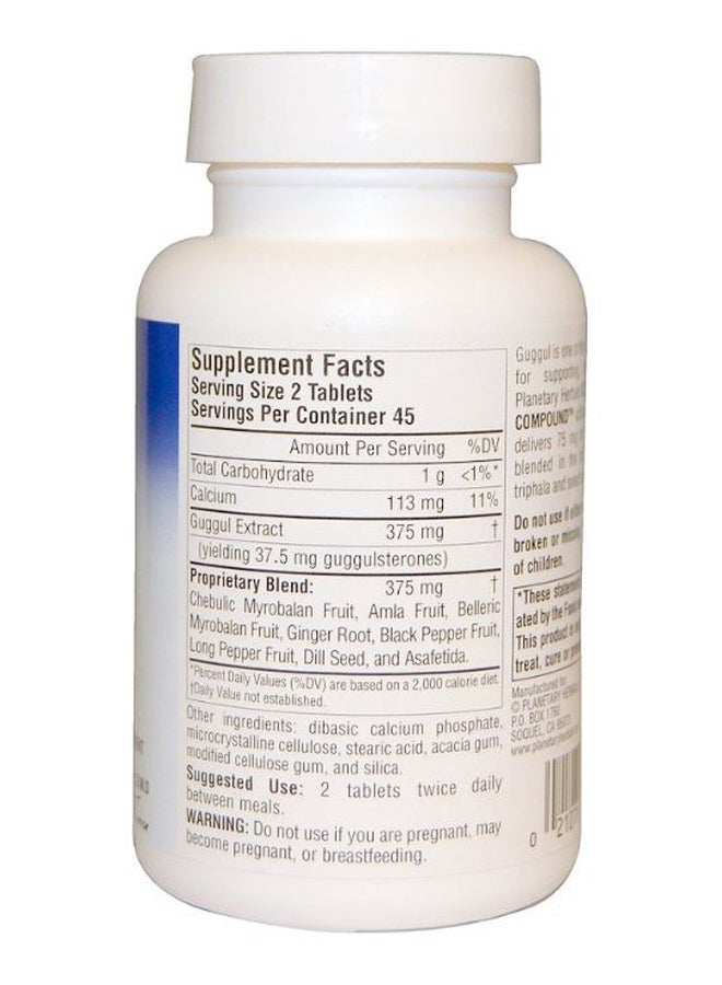 PLANETARY HERBALS - Guggul Cholesterol Compound Herbal Supplement - 90 Tablets - Image 1