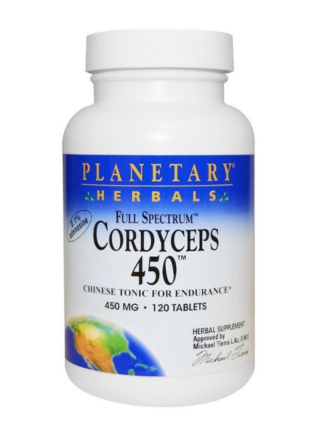 PLANETARY HERBALS Full Spectrum Cordyceps 450 Herbal Supplement - 120 Tablets  - Image 1