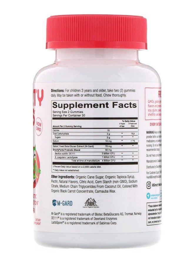 SmartyPants Kids Probiotic Complete Strawberry Creme Flavor- 60 Gummies - Image 2
