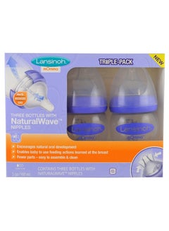 Lansinoh Pack Of 3 Natural Wave Slow Flow Feeding Nipple Bottles 3 x 160ml  - Image 1