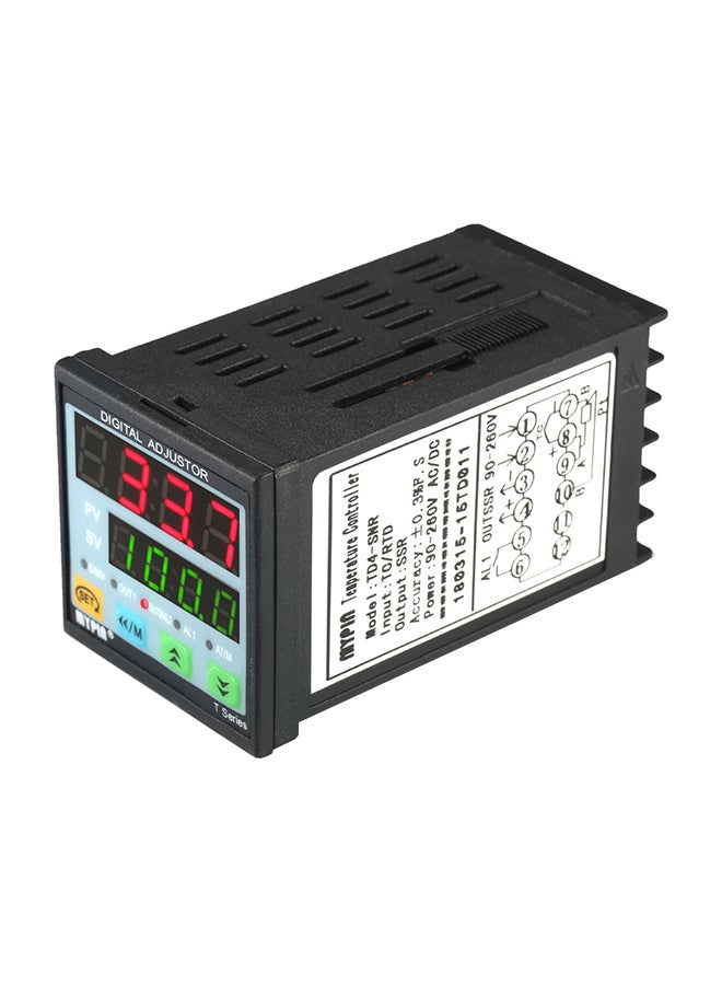 Automatic Digital LED PID Temperature Controller Thermometer SNR 1 Alarm Relay Output TC/RTD Input Black