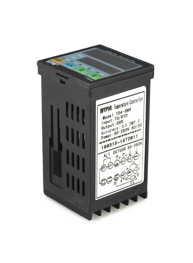 Automatic Digital LED PID Temperature Controller Thermometer SNR 1 Alarm Relay Output TC/RTD Input Black