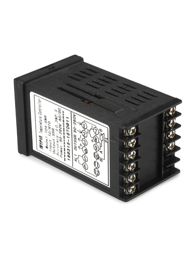Automatic Digital LED PID Temperature Controller Thermometer SNR 1 Alarm Relay Output TC/RTD Input Black