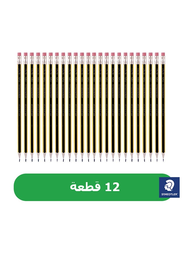 ستدلر - أقلام رصاص نوريس HB2 من 12 قطعة أصفر/أسود - Image 1