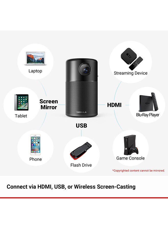Capsule Wireless USB Projector 100 ANSI Lumens Black