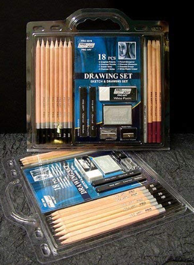 Pro Art 18-Piece Drawing Set Beige/Grey/Black - Image 3