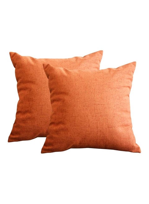 2-Piece Decorative Square Pillow Set Orange 45x45cm
