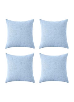 REGAL IN HOUSE 4-Piece Decorative Cushion Set Linen Dark Egg Blue 40x40cm  - Image 1