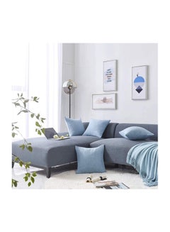 REGAL IN HOUSE 4-Piece Decorative Cushion Set Linen Dark Egg Blue 40x40cm  - Image 3