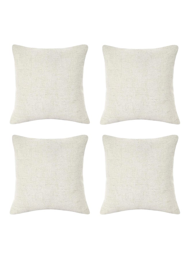 REGAL IN HOUSE 4-Piece Decorative Solid Cushion Set linen Cream 40x40cm  - Image 1