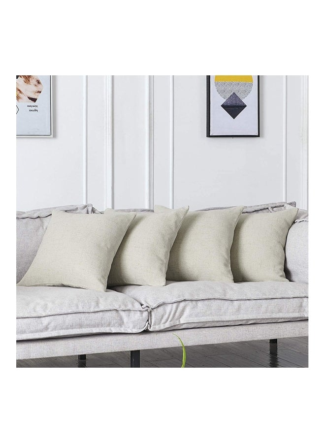 REGAL IN HOUSE 4-Piece Decorative Solid Cushion Set linen Cream 40x40cm  - Image 4