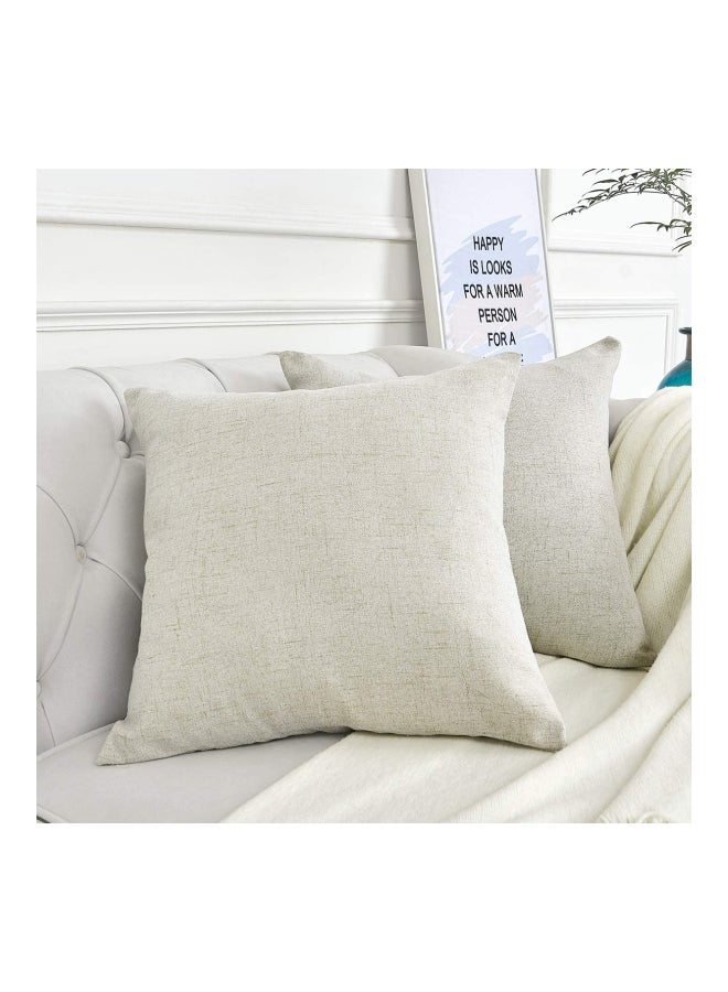REGAL IN HOUSE 4-Piece Decorative Solid Cushion Set linen Cream 40x40cm  - Image 3
