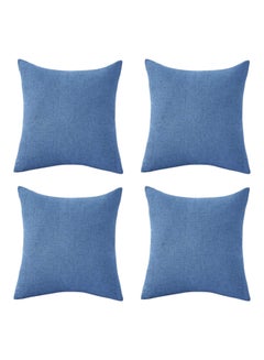 REGAL IN HOUSE 4-Piece Decorative Solid Cushion Set linen Crnyon Blue 40x40cm  - Image 1