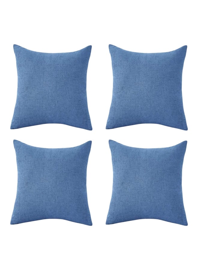 REGAL IN HOUSE 4-Piece Decorative Solid Cushion Set linen Crnyon Blue 40x40cm  - Image 1