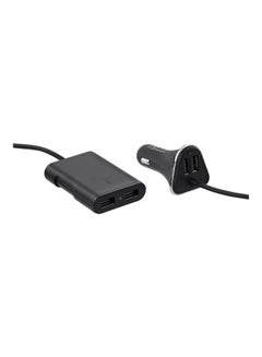 Voberry 4 Port Passenger Car Charger Adapter With Extension Cable Black  - Image 1