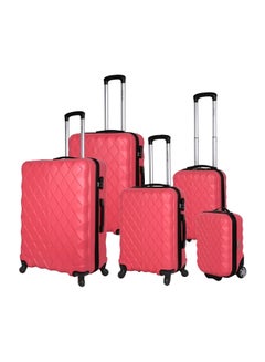 HIGHFLYER Highflyer Diamente 5 PC Hard Luggage Travel Bag Set Pink  - Image 1