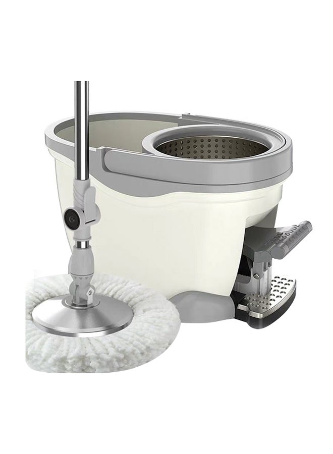 ALMUFARREJ - 360 Degree Rotating Magic Spin Mop And Bucket Set White/Grey/Silver 18 x 47 x 28cm - Image 1