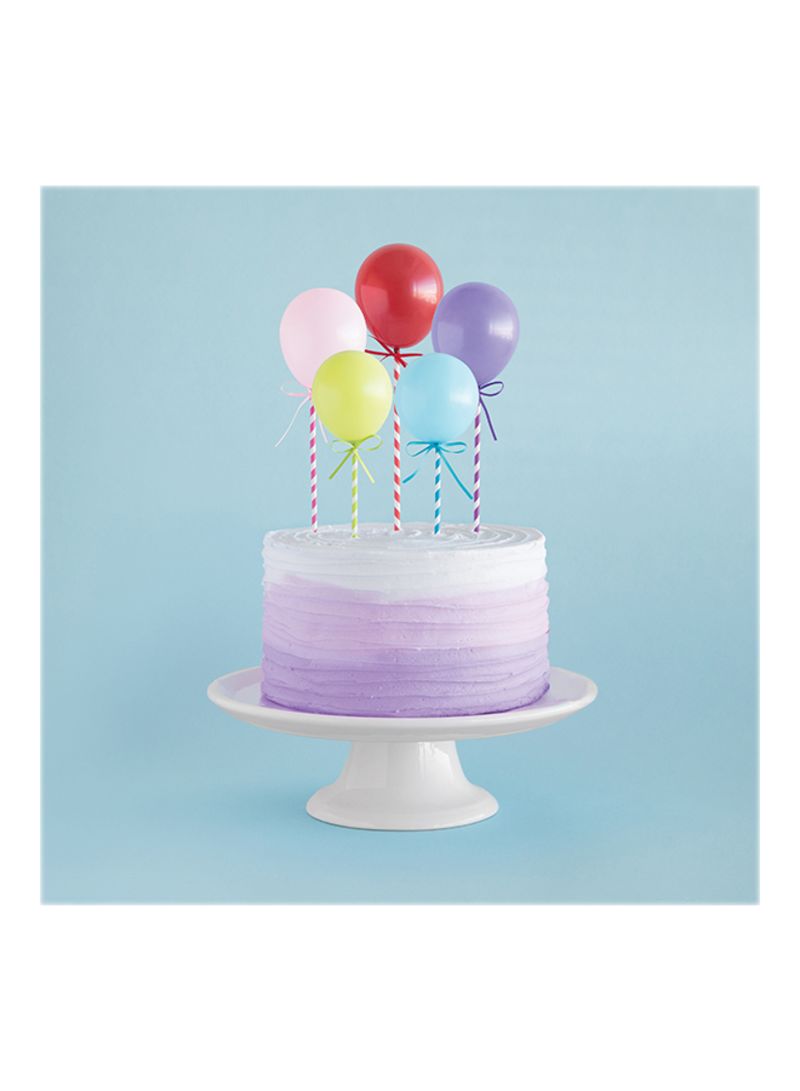 يونيك مجموعة قطع علوية لتزيين الكيك على شكل بالونات صغيرة محمولة على أعواد مكونة من 5 قطع 5بوصة - Image 2