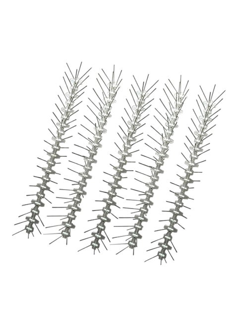 5-Piece 3-Pin UV Protected Bird Spike Silver 50cm