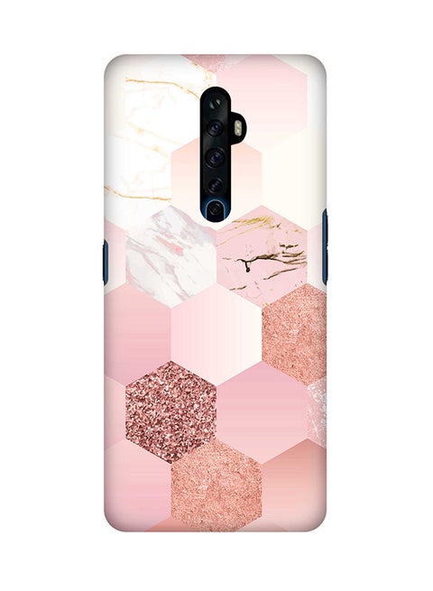 Slim Snap Basic Series Anti-Scratch Customized Mobile Case Cover For Oppo Reno2 Marble Pink Honeycomb
