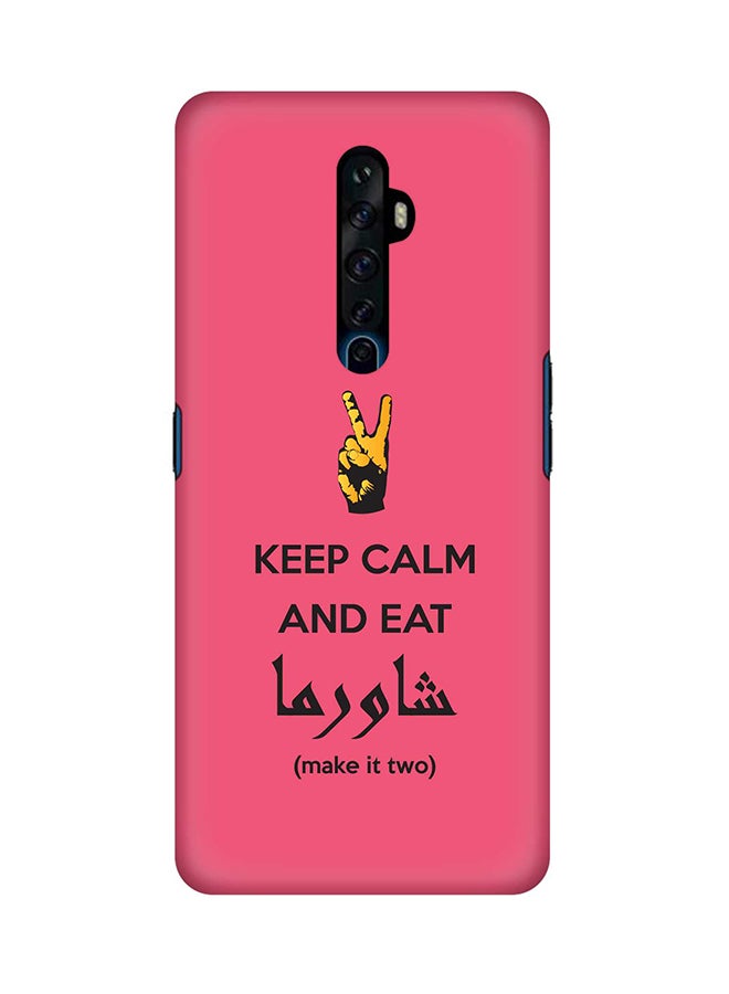Stylizedd - Slim Snap Basic Series Anti-Scratch Customized Mobile Case Cover For Oppo Reno2 Keep Calm And Eat Shawarma (Pink) - Image 1
