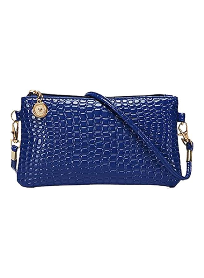 Bluelans - Alligator Pattern Crossbody Faux Leather Bag Blue - Image 1