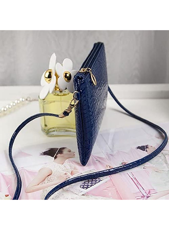 Bluelans - Alligator Pattern Crossbody Faux Leather Bag Blue - Image 1