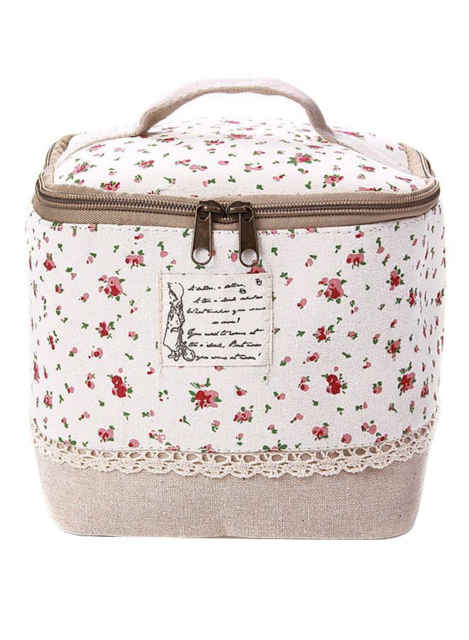 Bluelans Travel Dot Leather Cosmetic Bag Beige/Red - Image 1