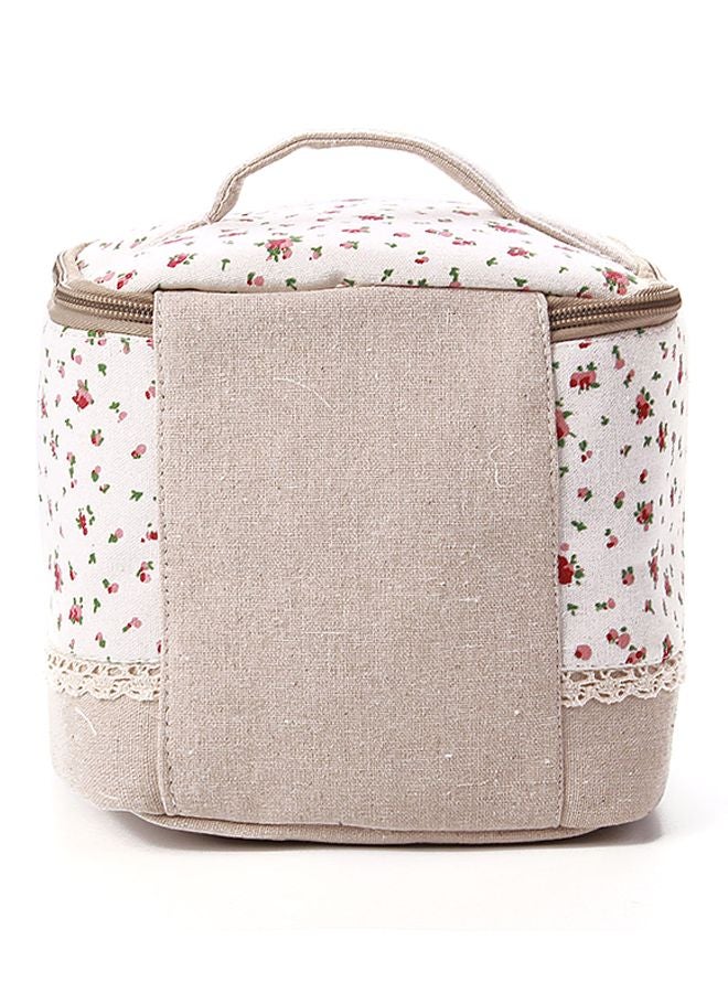 Bluelans Travel Dot Leather Cosmetic Bag Beige/Red - Image 2
