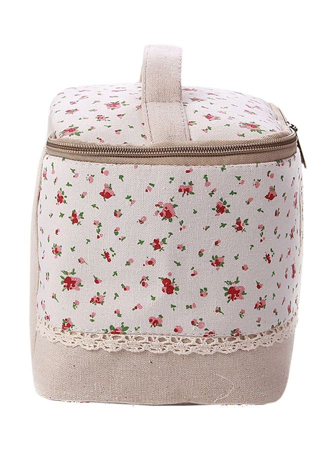 Bluelans Travel Dot Leather Cosmetic Bag Beige/Red - Image 3