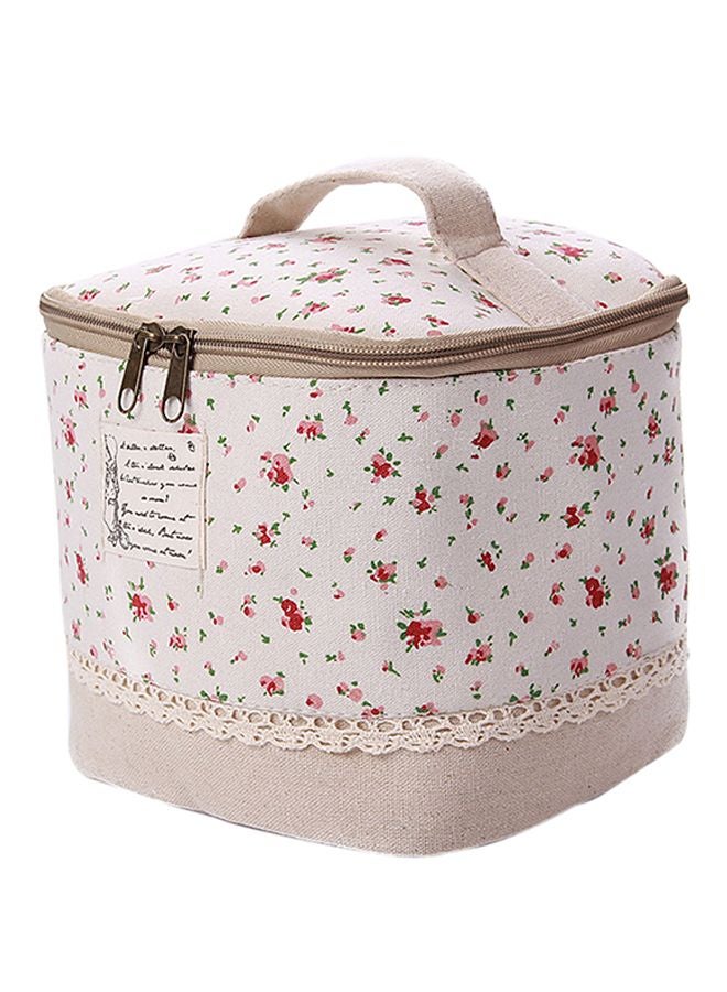 Bluelans Travel Dot Leather Cosmetic Bag Beige/Red - Image 4