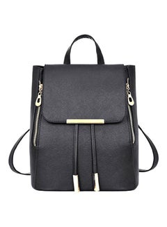 Bluelans Faux Leather School Backpack Black  - Image 1