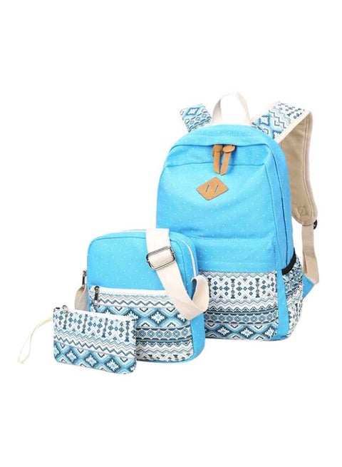 Set Of 3 Printed New Style Bags Blue/White