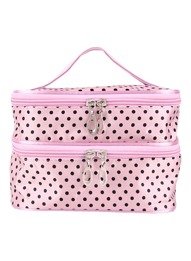 OUTAD Polka Dot Printed Cosmetic Case Pink/Black - Image 1
