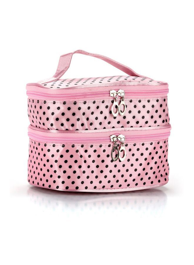 OUTAD Polka Dot Printed Cosmetic Case Pink/Black - Image 2