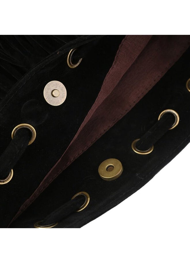 OUTAD Fringe Tassel Decor Shoulder Bag Black - Image 4