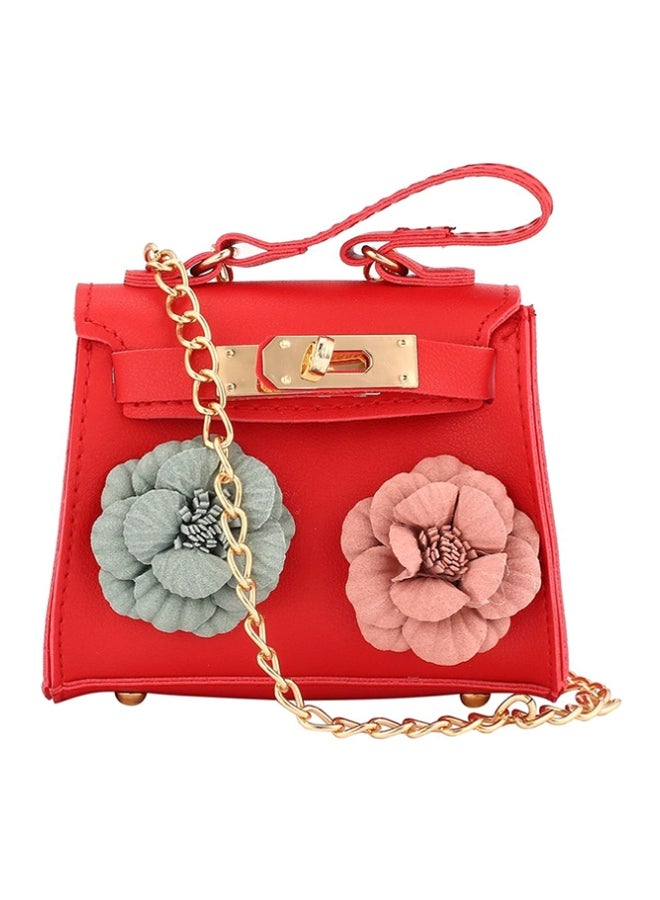 OUTAD Flower Decorative Satchel Bag Red - Image 1