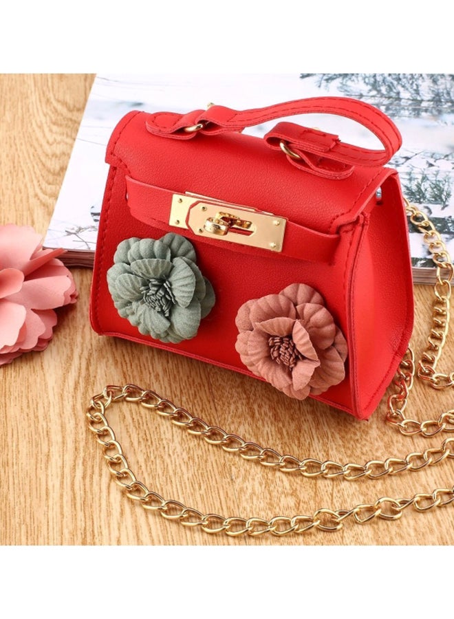 OUTAD Flower Decorative Satchel Bag Red - Image 3
