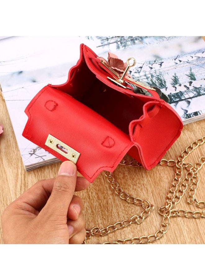 OUTAD Flower Decorative Satchel Bag Red - Image 4