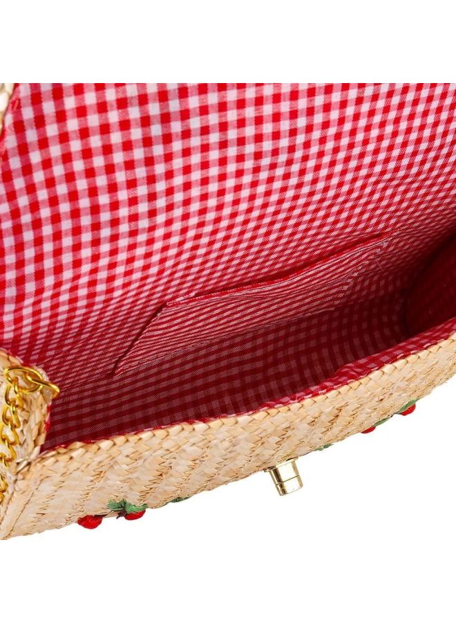 OUTAD - Cherry Embroidered Crossbody Bag Yellow - Image 1