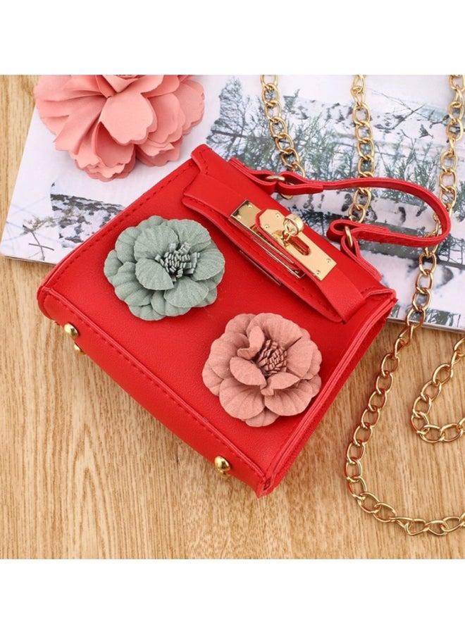 OUTAD Flower Decorative Satchel Bag Red - Image 5