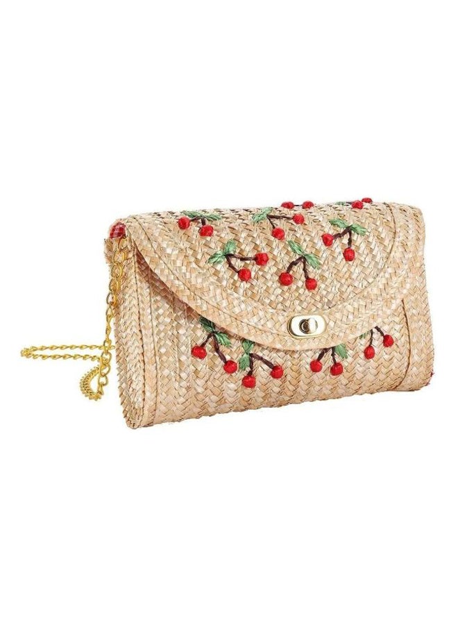 OUTAD - Cherry Embroidered Crossbody Bag Yellow - Image 1