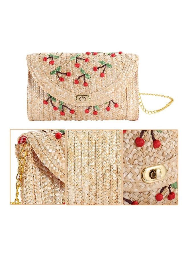 OUTAD - Cherry Embroidered Crossbody Bag Yellow - Image 1