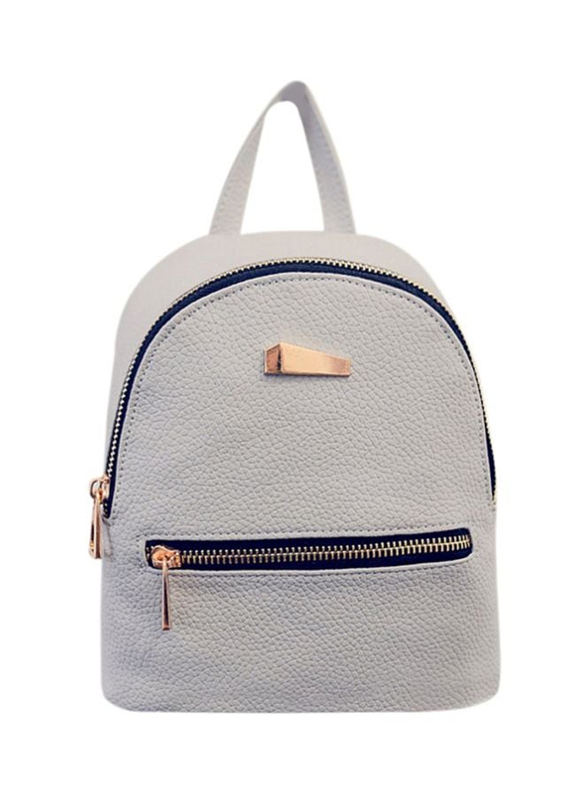 OUTAD PU Leather Mini Zippered Backpack Grey  - Image 1